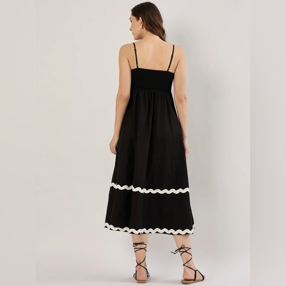 🆕 SIM & SAM Black Midi Ric Rac Dress - Picture 6 of 8